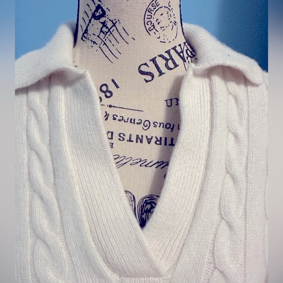 Aritzia Sunday Best Wool Cable Knit Cropped Collard Pullover - Picture 5 of 6